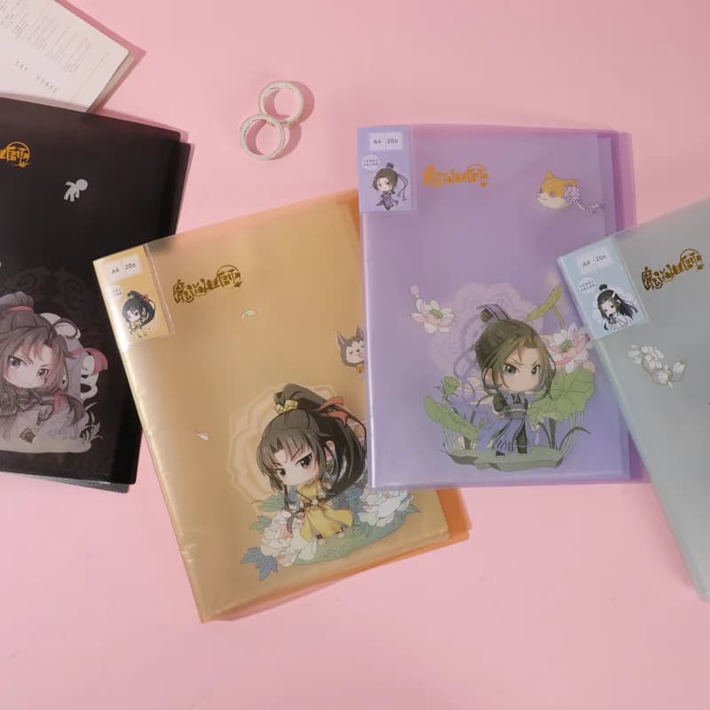 Nuova cartella A4 Grandmaster of Demonic Cultivation MDZS Wei Wuxian, cartella di file multistrato con inserto trasparente Lan Wangji
