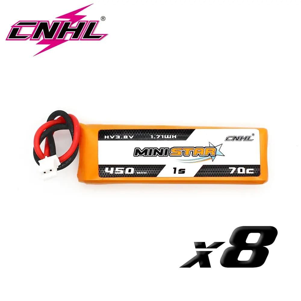 8PCS CNHL minimumr HV 450mAh 3.8V 1S 70C Lipo battery with PH 2.0 plug for RC FPV Drone Mini Quadcopter Emax TinyHawk Happymo