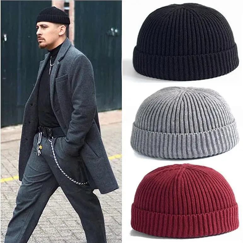 Degli uomini Beanie Cappello di Inverno Caldo Brimless Berretto Street Selvaggio Lavorato A Maglia di Lana Cappello Padrone di casa Freddo All'aperto di Modo Beanies Del Cappello Per uomini