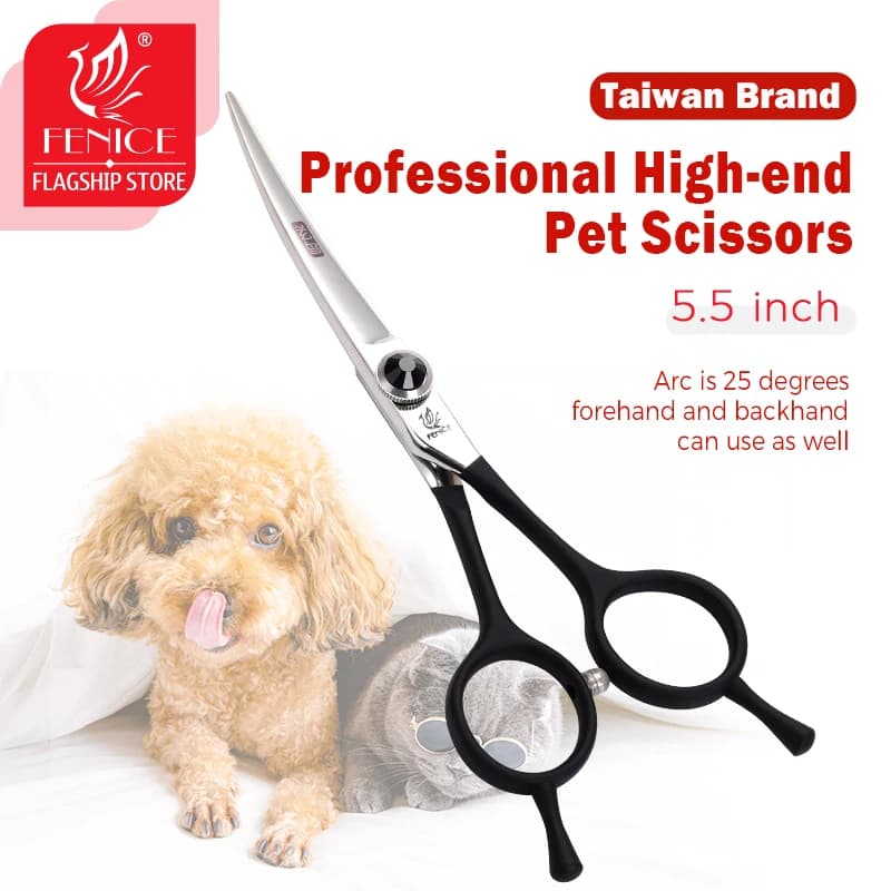 Fenice 5.5 inch Professional Curved Scissors for Pet Grooming