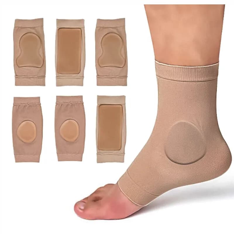 Calzino di protezione elastico per tallone alla caviglia 2 pezzi per la protezione del piede del tendine di achille e manica per Skate imbottita a compressione con morso di pizzo