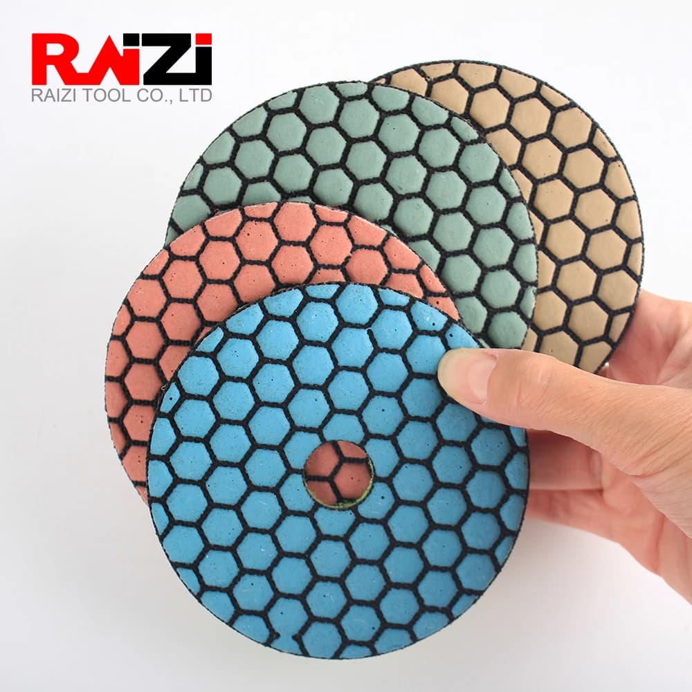 Raizi 1 Pc 4/5/7 Pollici Disco Abrasivo per Lucidatura del Granito 7 Passo Cemento Granito Marmo Tampon per Lucidatura diamantati a Secco Strumento