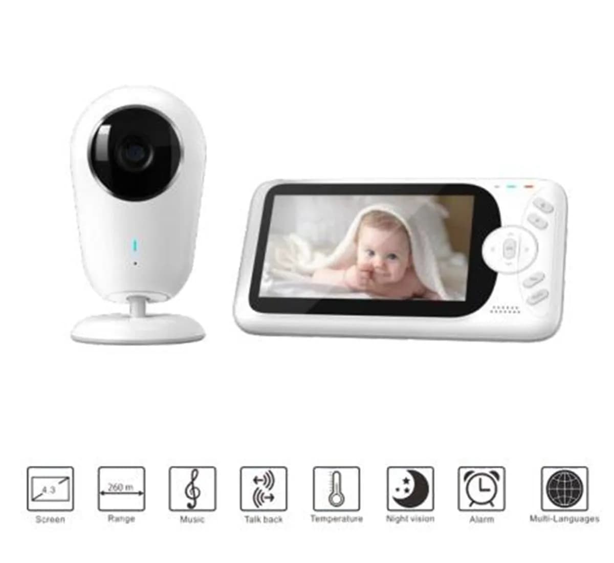 Baby monitor wireless Full HD da 4,3 pollici 1080P con visione notturna IR Tuya APP Interfono BabySitter per la sicurezza domestica