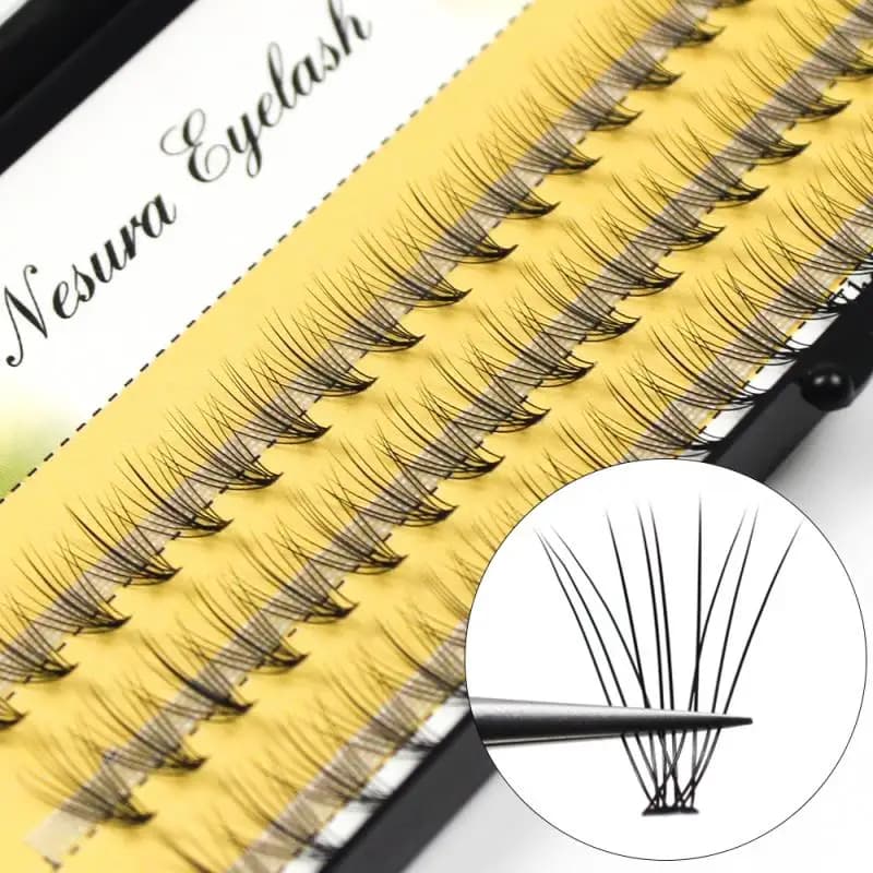 1 box/60 bundles, 10D 0.1/0.07mm thick individual eyelash extensions cluster, natural fake eyelashes bundles