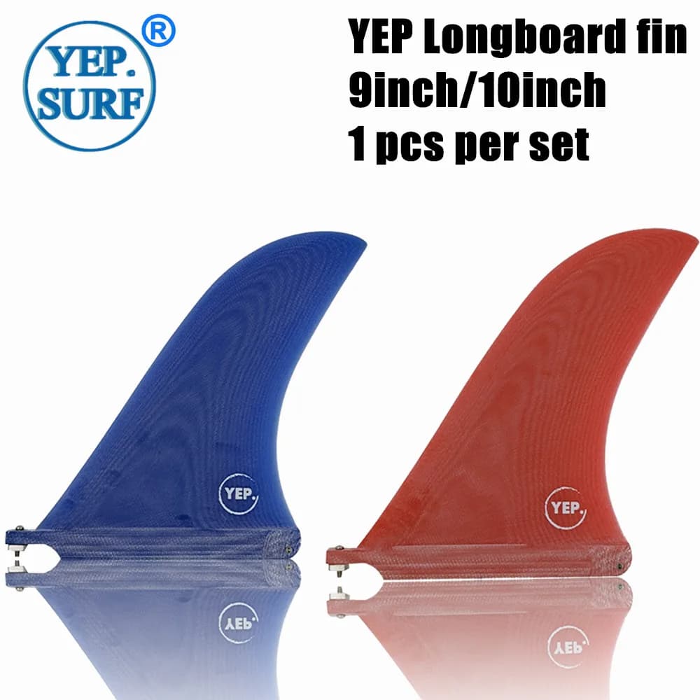 Pinna singola per tavola da surf, pinna singola in fibra di vetro per longboard da 9/10 pollici per SUP, accessori per paddleboard blu rosso