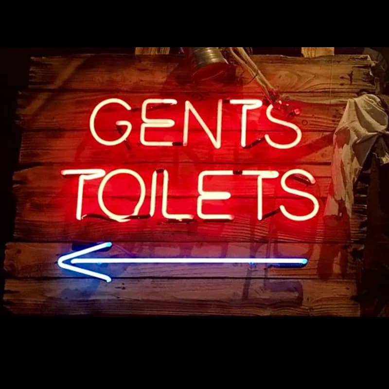 Insegna al neon per igienici Gent Freccia Lampada a tubo di vetro Birra Bar WC Decor ristorante luce pubblicizzare LOGO personalizzato Luce artistica fatta a mano