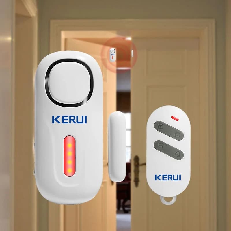 KERUI Sistema di allarme magnetico per porta indipendente wireless 120dB Allarme di sicurezza per porta Sensori di apertura per porte e finestre con telecomando