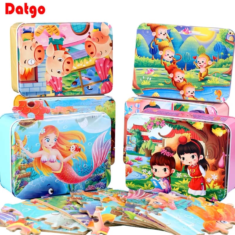 100 pezzi giocattoli in legno puzzle giocattolo per bambini cartone animato animale puzzle in legno bambino giocattoli educativi per l'apprendimento precoce per bambini