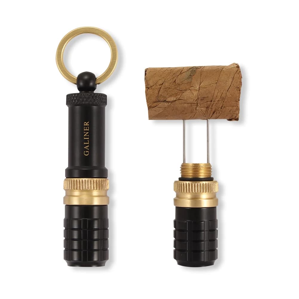 GALINER Metal Cigar Holder Nubber Double Needles Press Cigar Nub Smoking Tool Detachable Cigar Punch Hold Drill