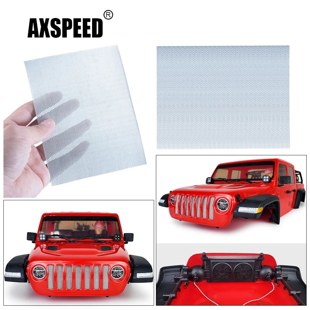 AXSPEED In Acciaio Inox Cofano Anteriore Griglia Del Radiatore Maglia per Axial SCX10 Jeep Wrangler 1/10 RC Crawler Parti di Automobili Accessori