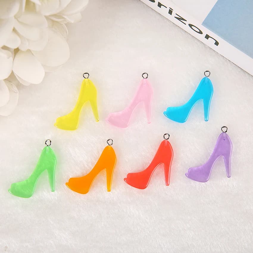 20Pcs/Lot Resin Cabochons Flatback Women Fashion Charms High-heeled Shoes Pendants Earrings Keychain Diy Making