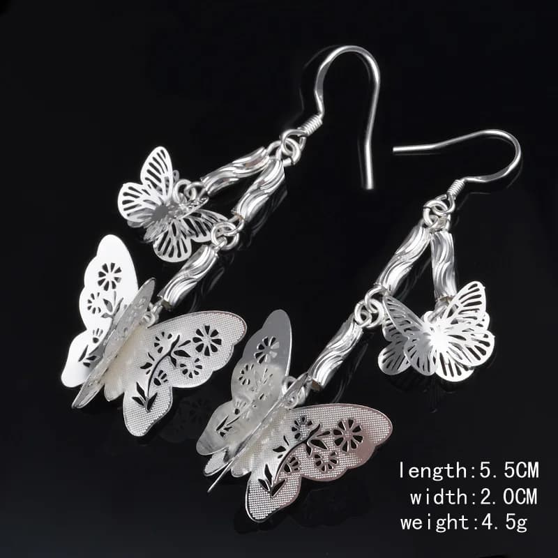Nuovo 925 Orecchini In Argento Sterling Hollow Orecchini Della Farfalla di Fascino Donna Regalo Dei Monili