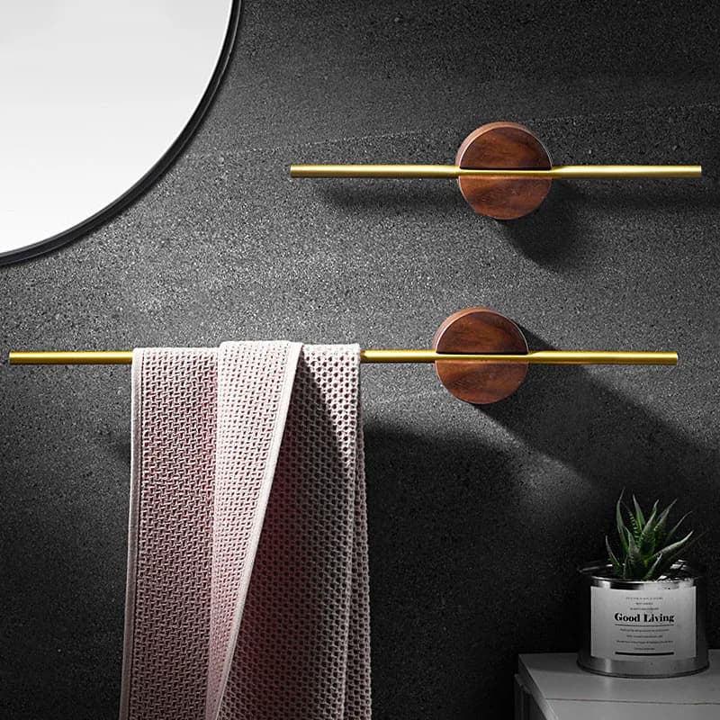 Punch/free Punch Towel Hanger Wall Mounted 40-50cm Towel Rack Bathroom Walnut Towel Bar Holder Adjustable Bathroom Accessories