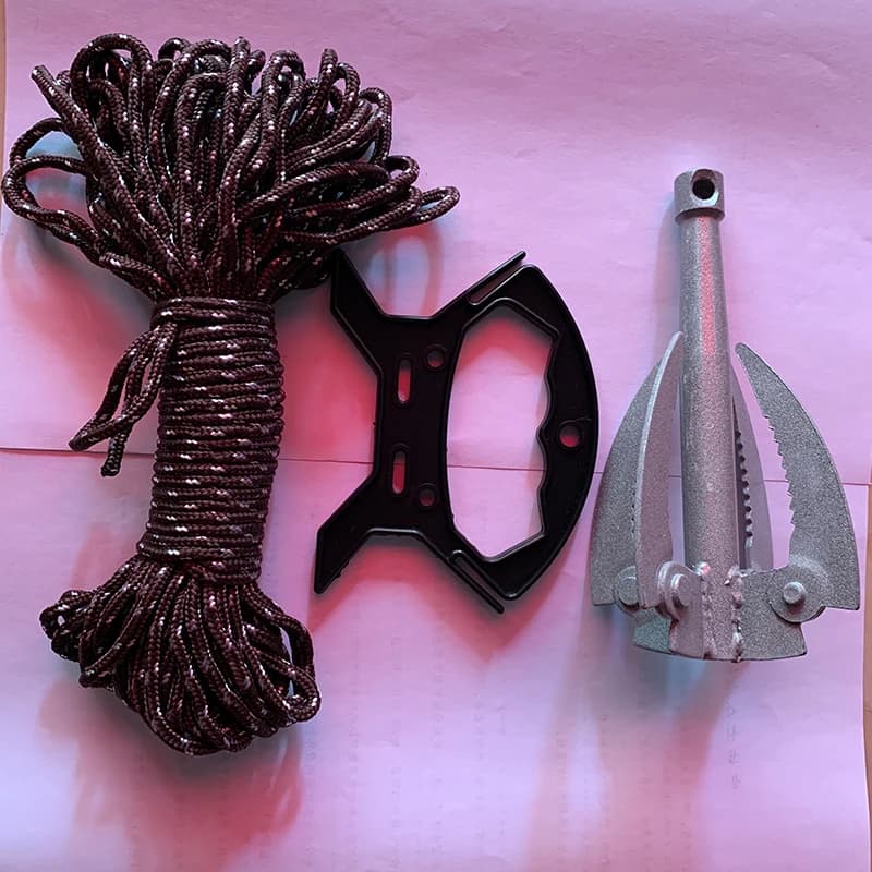 Nuovi barche a remi Ancoraggio pieghevole 4 denti Kit boa di ancoraggio compatta Corda marina per canoe Kayak Barche a vela Accessori per la pesca
