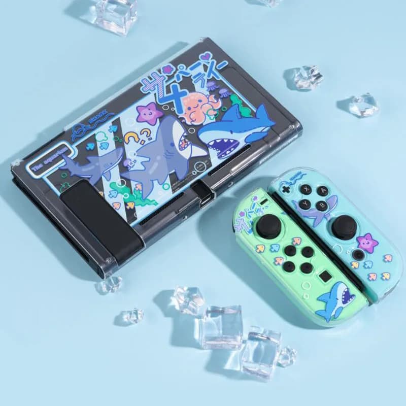 Custodia protettiva posteriore in TPU morbido trasparente Ocean Shark per Nintend Switch NS Joy-Con Controller Custodia in cristallo Shell