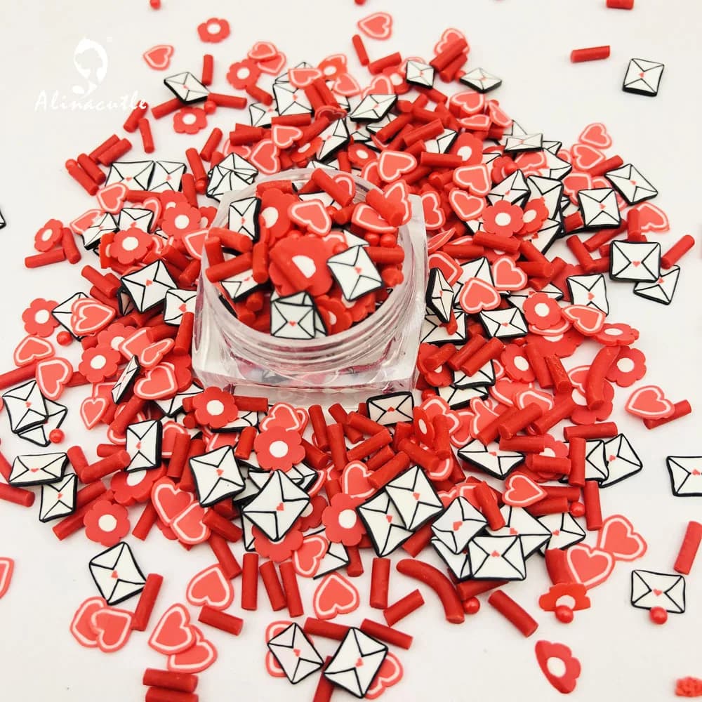20g 5mm fette di buste a cuore per forniture di melma unghie artistiche polimero chiaro accessori di argilla paillettes fai da te Scrapbook scuote