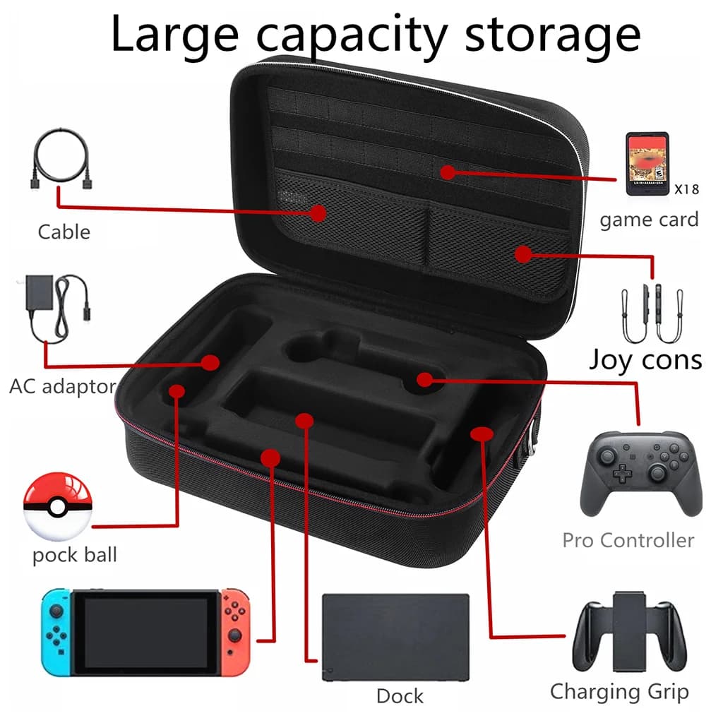 Custodia per il trasporto portatile compatibile con Switch Pro, cavo di ricarica per Controller custodia protettiva contenitore per piccoli oggetti