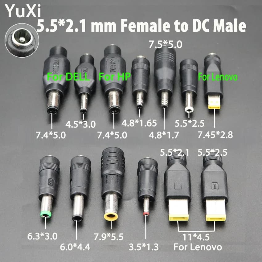DC 5.5X 2.1 di Alimentazione femmina a maschio 7.9*5.5 7.5*5.0 6.0*4.4 6.3*3.0 4.5*3.0 4.8*1.7 5.5*2.5 spina del Convertitore Adattatori per Notebook connettore