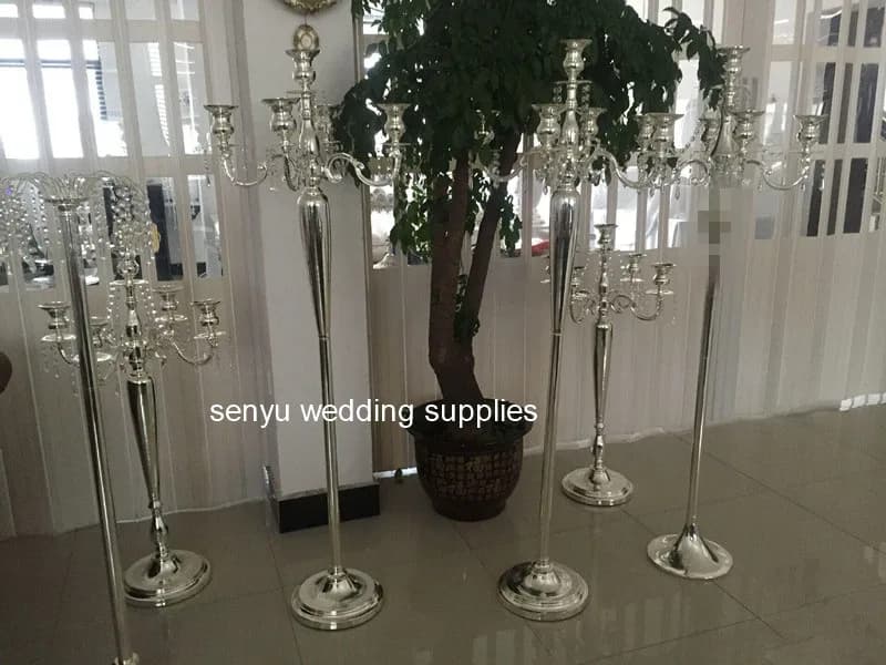 8 pz) H130 cm nastro alto 5 bracci metallo oro candelabri tavolo da sposa romantico portacandele decorazione della casa senyu0772