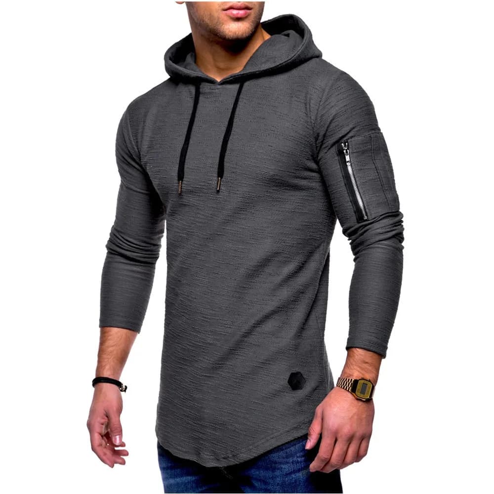 Maglietta con cappuccio da uomo nuova primavera maglietta con cerniera Casual a maniche lunghe in cotone Slim Fit magliette con cappuccio e magliette per uomo MY174