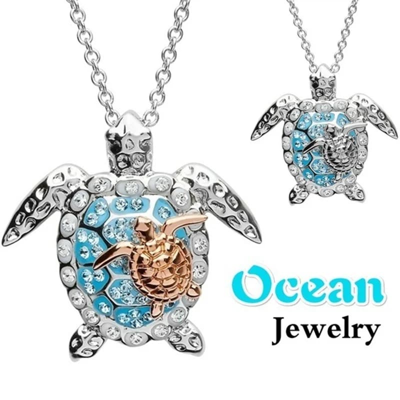Nuovi accessori moda Una grande e una piccola collana con ciondolo tartaruga per le donne Collana con animali carini Gioielli regalo per feste