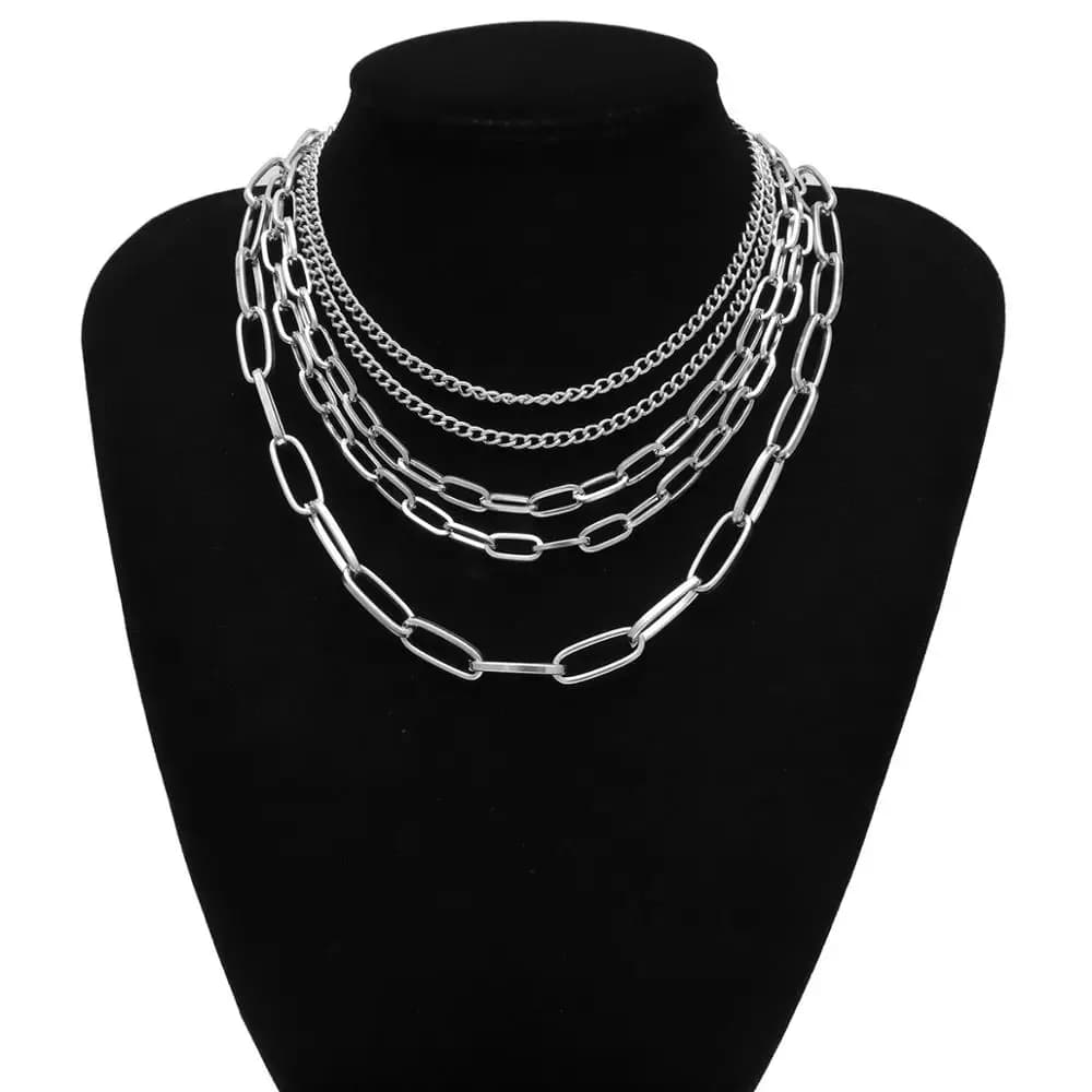 Chunky gotico multi catena della Collana Del Choker Punk rock Collana di Dichiarazione Delle Donne goth Gioielli Vintage collier femme monili di modo
