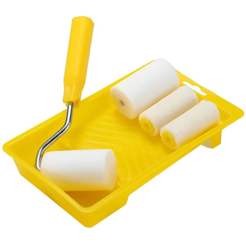 6Pcs Mini Decoration Kit For Paint Foam Roller Painting 2 Inch Roller Trays Set For Wall Painting Repair Brush