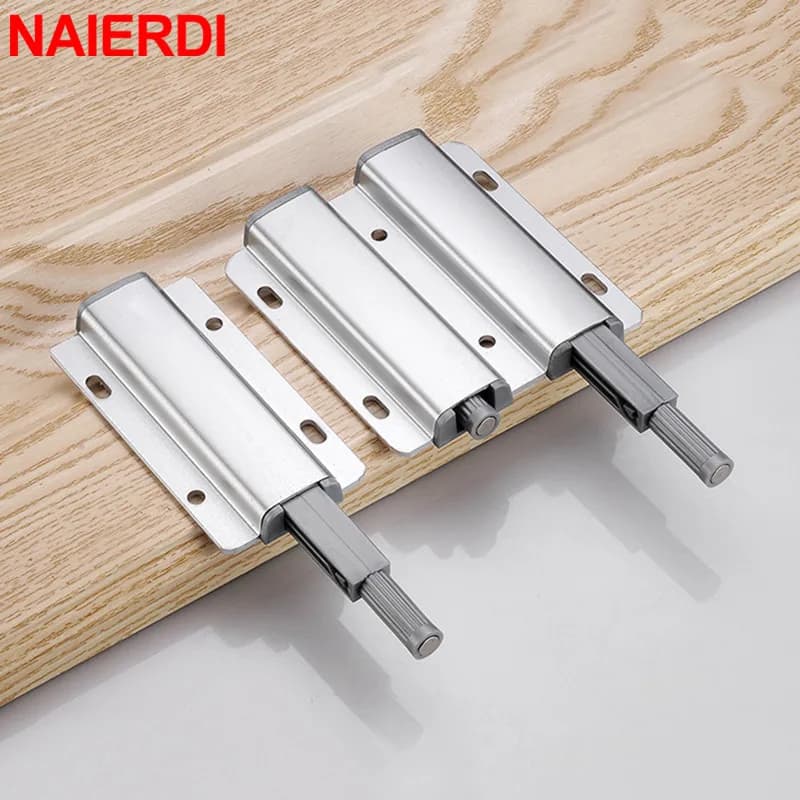 NAIERDI Chiusura a pressione per aprire l'armadio Fermaporta in lega di alluminio Fermaporta magnetico Touch Stop Cucina Maniglie per mobili invisibili Hardware