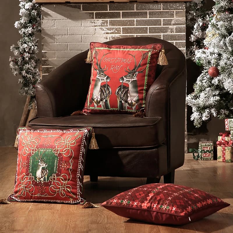 American Pillow Cushion Cover Red Christmas Decoration Sofa Cushion Home Living Room Bedroom Bedside Backrest Pillow Case