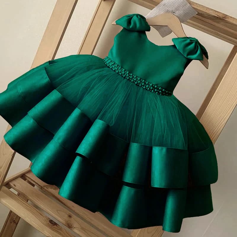 Elegant Big Bow Girl Party Dress Summer Princess Baptism Wedding Prom Dresses for Girls Birthday Bridesmaid Evening Kids Clothes