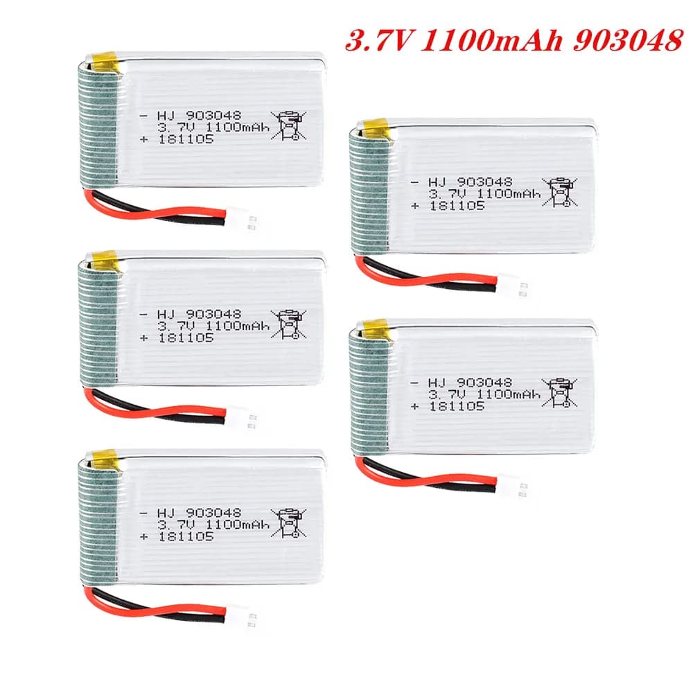3.7V 1100mAh 903048 batteria Lipo batteria ricaricabile per Syma X5C X5SW M68 Cheerson CX-30 H5C Drone pezzi di ricambio da 2 pezzi a 5 pezzi