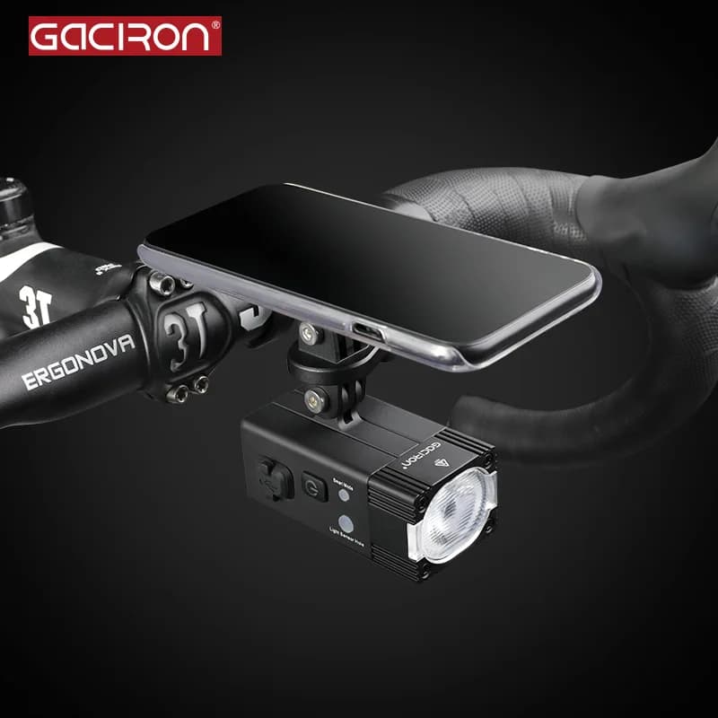 Gaciron 500 lumen smart mountain bike light compatible with Gopro front mount IPX6 rechargeable bicycle light for racing