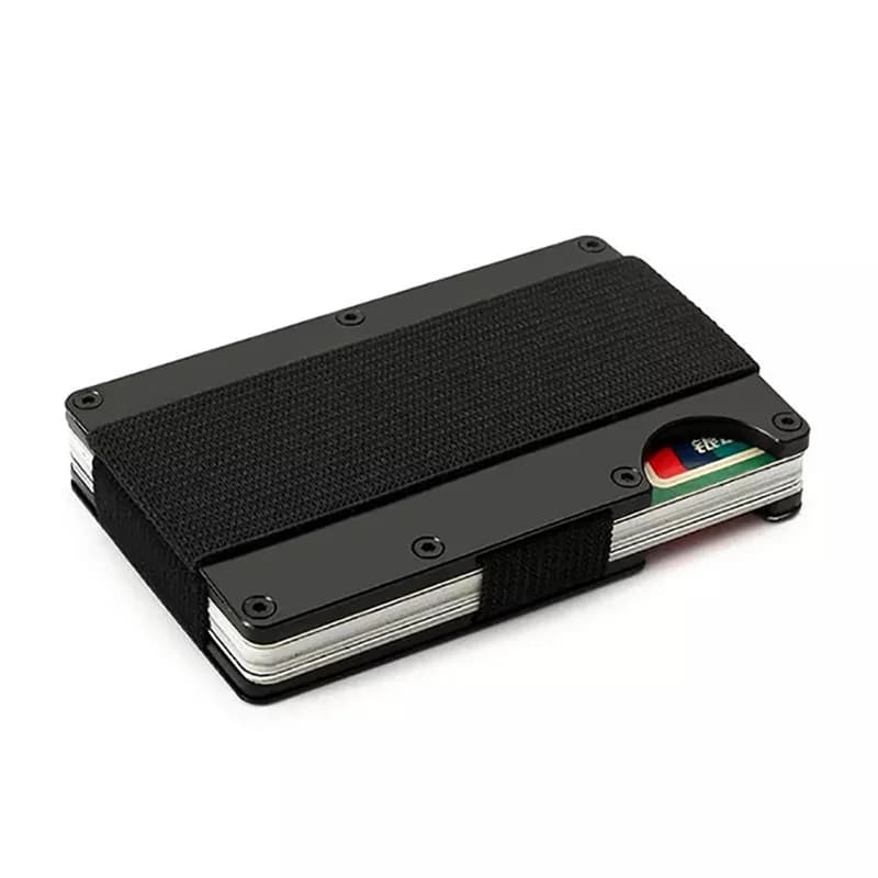 Nuovo porta carte di credito ID in alluminio per uomo minimalista Rfid Slim Anti Protect cinturino in metallo porta carte di credito Clip Dropshipping