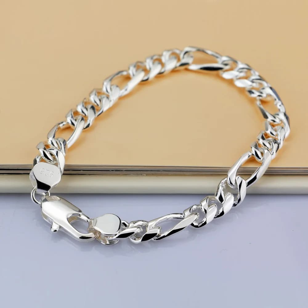 Nuovo classico braccialetto punk in argento sterling 925 con catena a maglie, gioielli unisex, regalo per uomini e donne bijoux