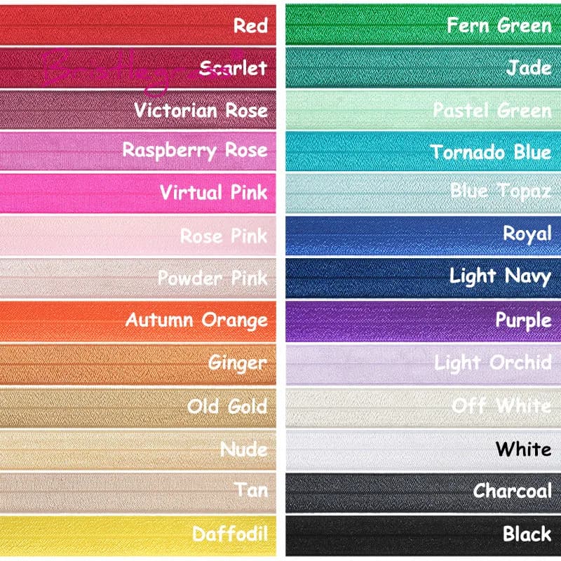 BRISTLEGRASS 50 100 Yard by Roll 1" 25mm Solid Shiny FOE Fold Over Elastics Spandex Satin Bands Tape Underwear Dress Sewing Trim