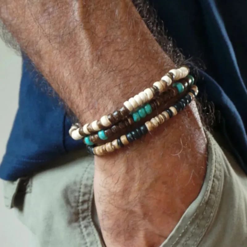 Bracelet for men. Bracelet for men with beads. Turquoise style surfer bracelet. Bracelet with precious men's stones. Men's Stretch Bracelet