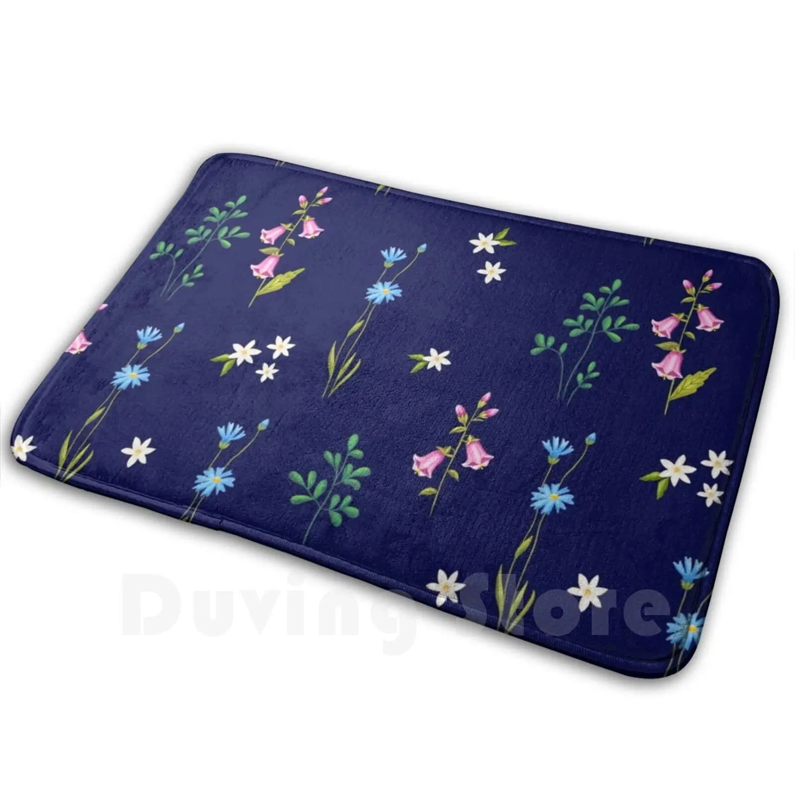 Fiori selvatici di notte Tappeto Tappeto Tappetini antiscivolo Camera da letto Fiori Fiore Motivo floreale blu scuro