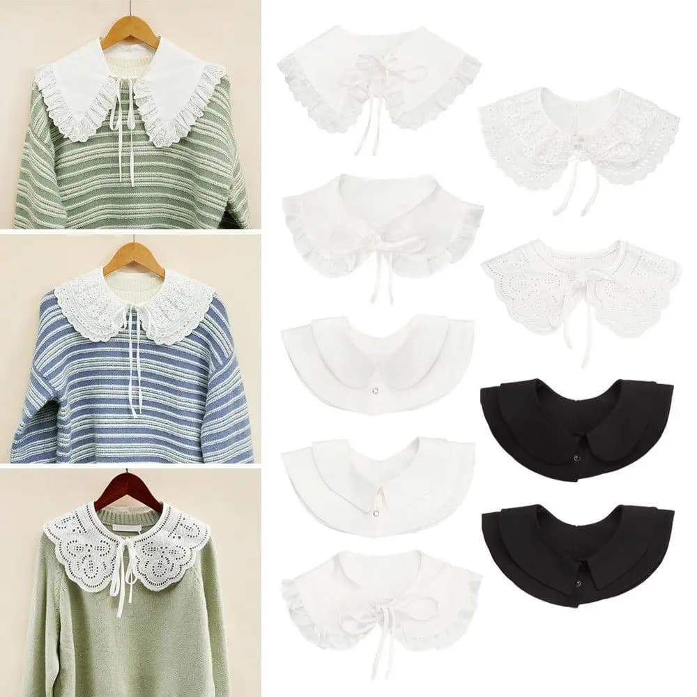 1 pz moda donna cotone colletto finto dolce floreale scialle di pizzo bavero camicetta Top camicia staccabile cravatta falsa accessori per abbigliamento