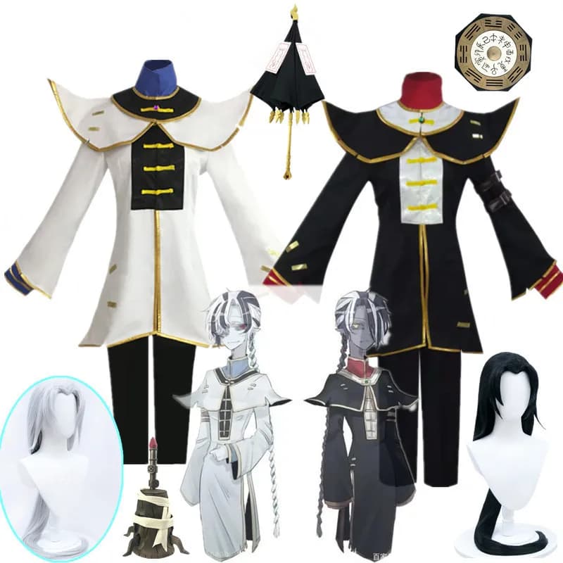 Gioco caldo Identity V Nero e bianco Xie Bi An Fan Wujiu Costume Cosplay costumi di Halloween per uomo Donna Set completo