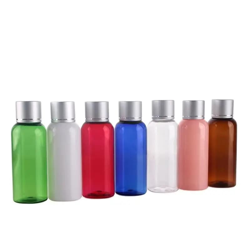 50ml PET plastic bottle matte silver lid plastic stopper water lotion/shampoo/emulsion/body toner toilet water skin carepacking