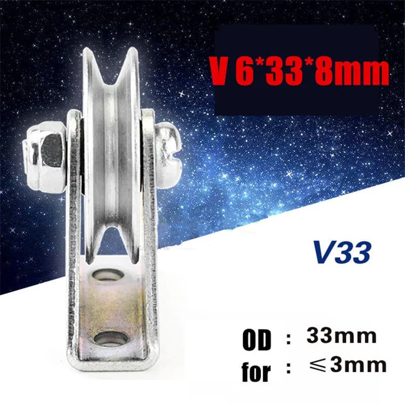 V lifting wheel from 6*33*8 mm, pulley with bearing, Yuanbao rack / metal rope guide wheel for tripod, rotating pulley