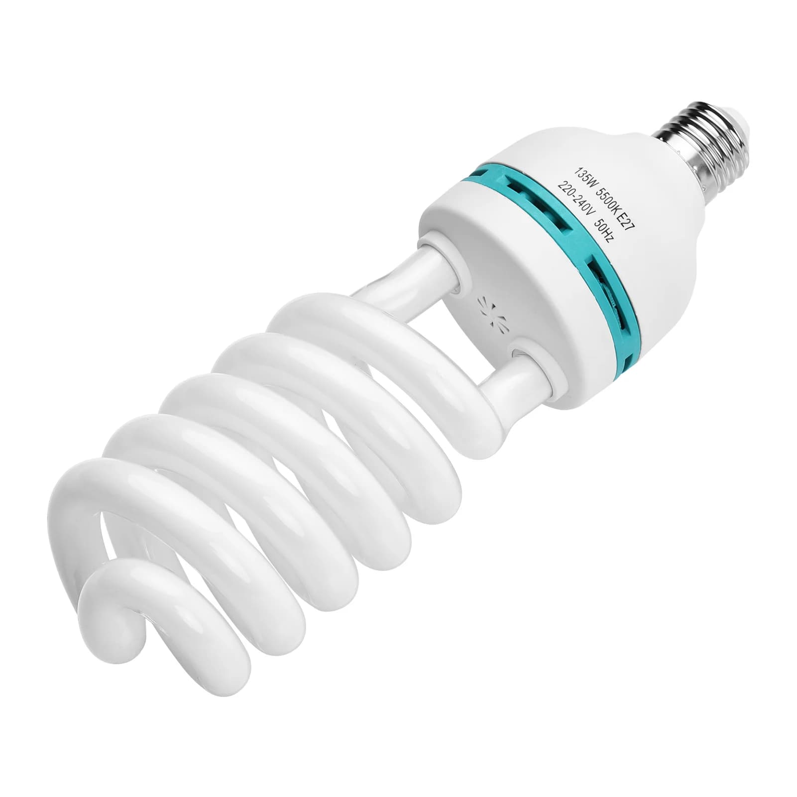 Lampadina fluorescente a spirale Andoer E27 135W 5500K Daylight CRI90 Socket risparmio energetico 110V/220V per illuminazione Video fotografica