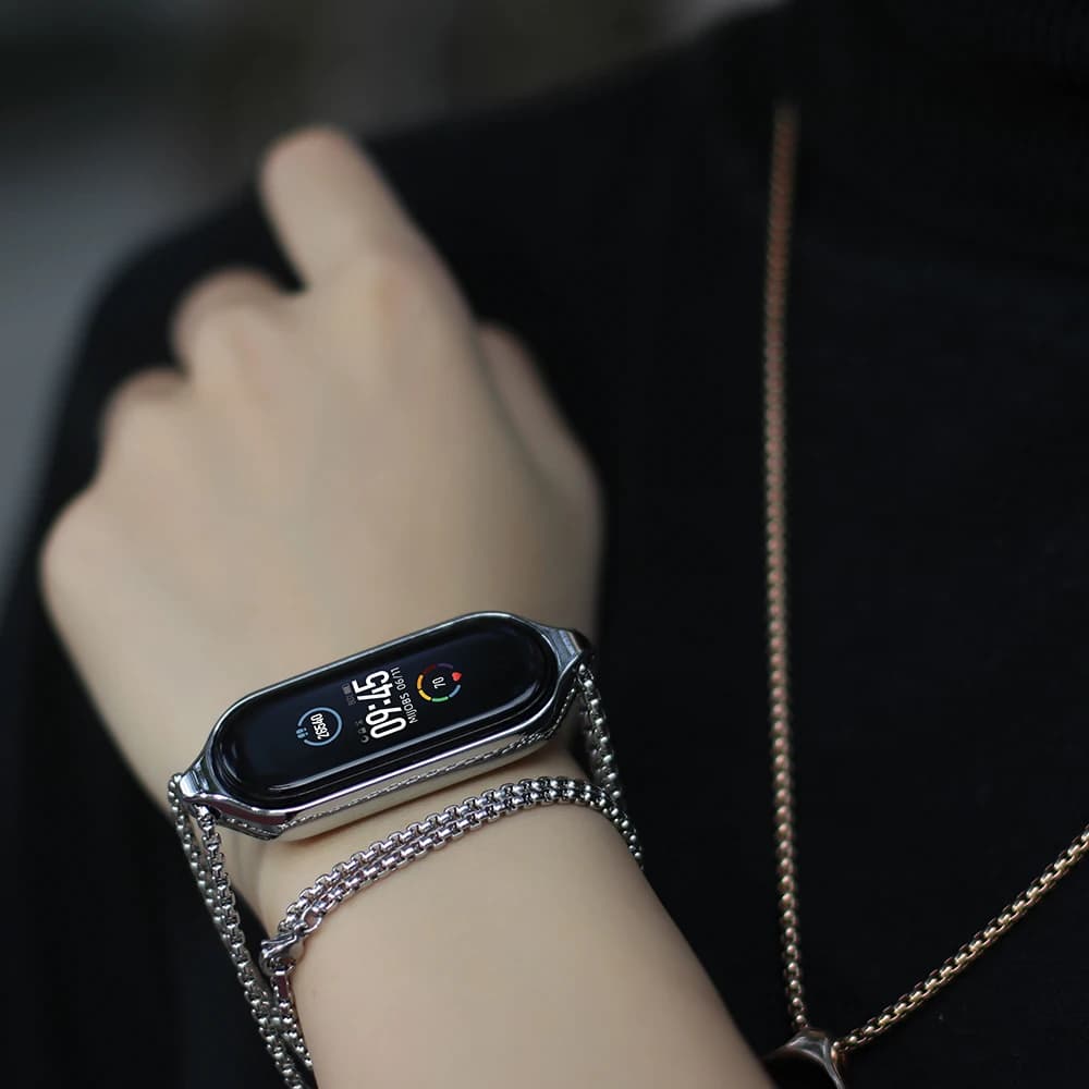 Necklace for Mi Band 9 6 7 8 Strap Pendant for Xiaomi Mi Band 8 Metal Bracelet Wristband for Miband 8 Hanging Neck Decoration