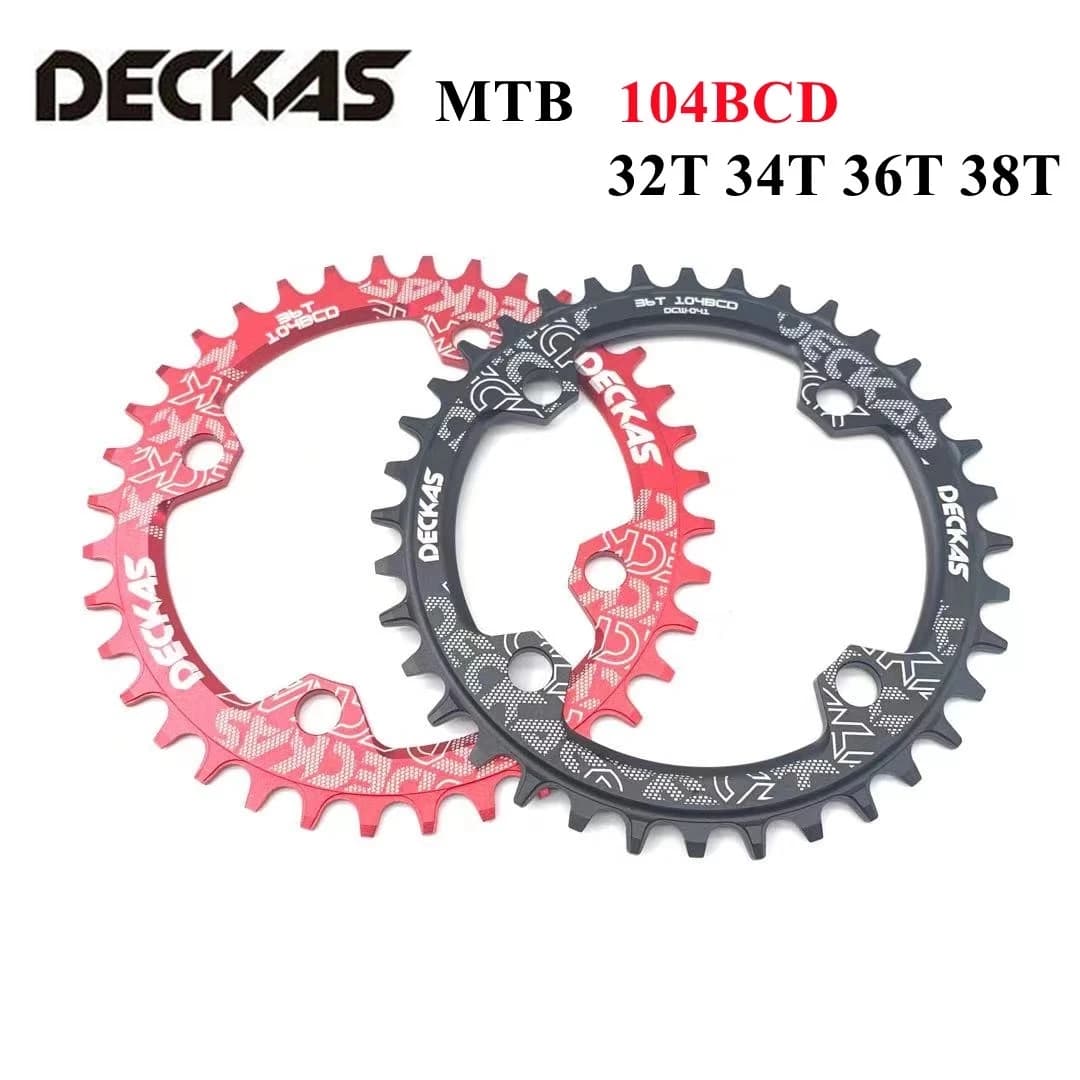 Deckas 104BCD corona rotonda 32T 34T 36T 38T anello a catena larga stretta per MTB Mountain Bike 104 BCD ruota dentata a manovella per bicicletta