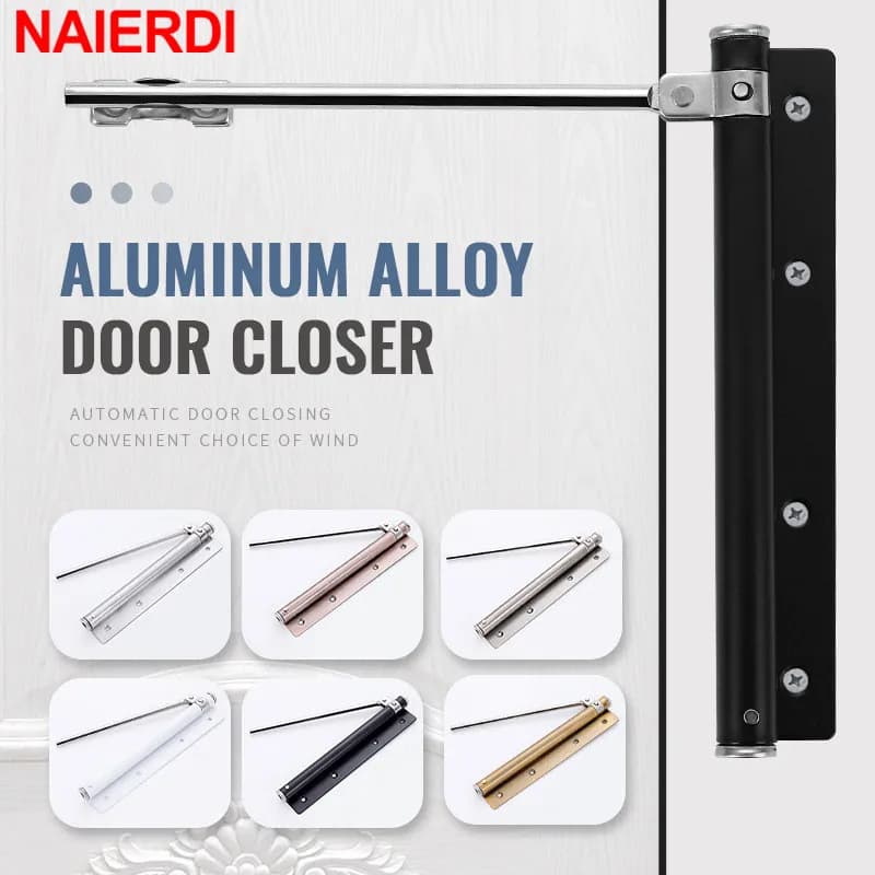NAIERDI chiudiporta regolabile in lega di alluminio 50KG chiudiporta automatico puleggia silenziosa porta chiusa morbida Hardware per porte pesanti
