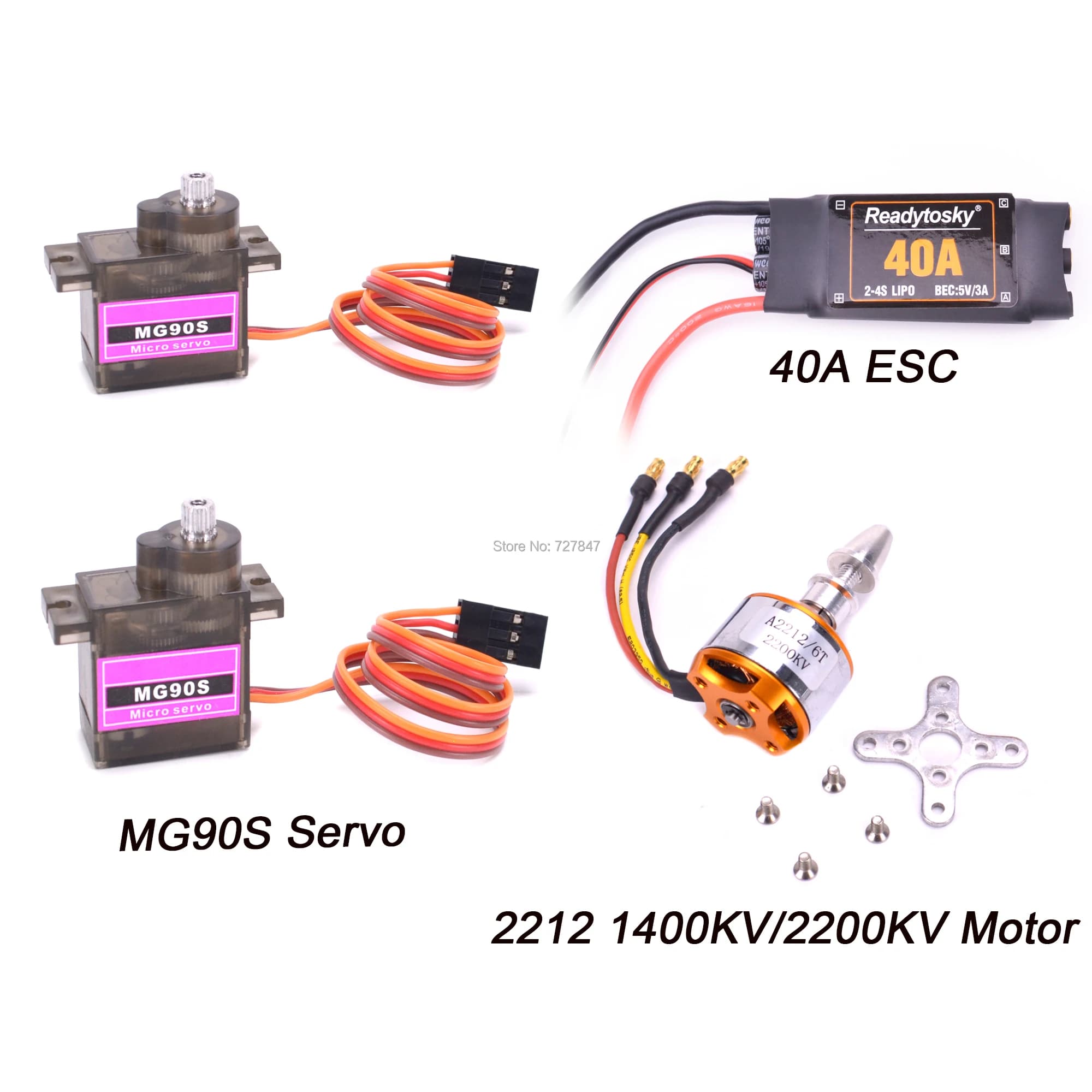 40A Brushless ESC A2212 2212 1400KV / 2200KV Motore MG90S Servo Metal gear Digital 9g per RC Aereo ad ala fissa Elicottero