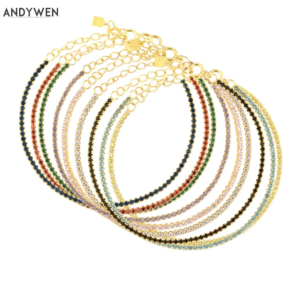 KIKICHICC 925 Sterling Silver Gold Pieno di Zircone Braccialetto A Catena di Fascino Colorato Primavera Estate Gioielli 2021 Partito di Cristallo di Lusso