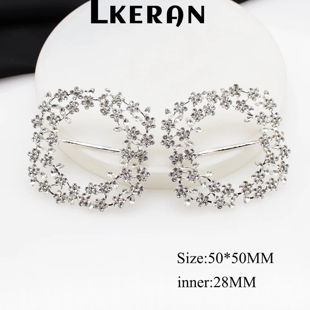 Nuovo 2 pz 50MM moda fiore bordo fibbie di cristallo 26MM palo cursore fibbia strass per la decorazione di cerimonia nuziale accessori per capelli fai da te