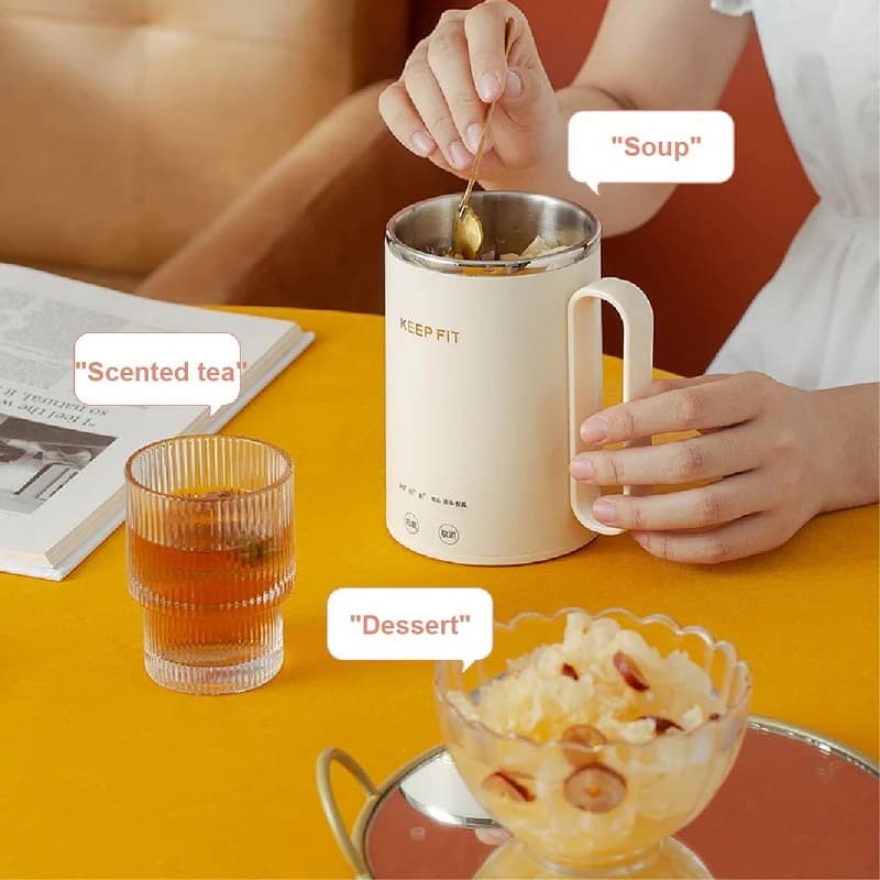 400ml Portable Electric Kettle 304 Stainless Steel Boiling Kettle Multi-function Office Health Kettle Teapot Keep Warm Stew Cup