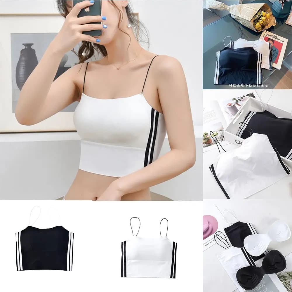 Wear Outside For Women Seamless Ice Silk Bras Cropped Brassieres Vest Sports Bra Sexy Lingerie